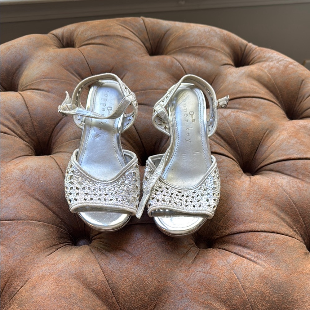Copper Key Silver Glitter Kids Sandals